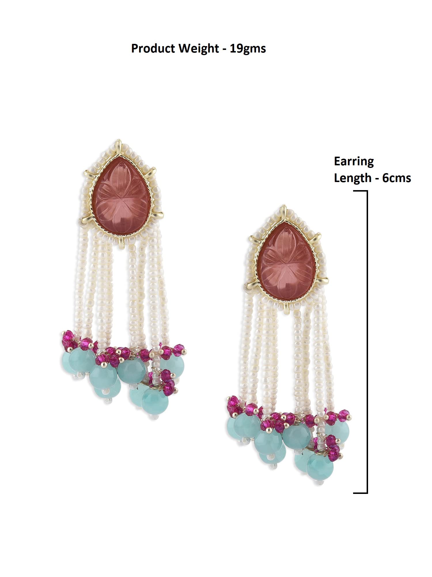 Stones & Beaded Chain Fringe Drop Earring For Women
